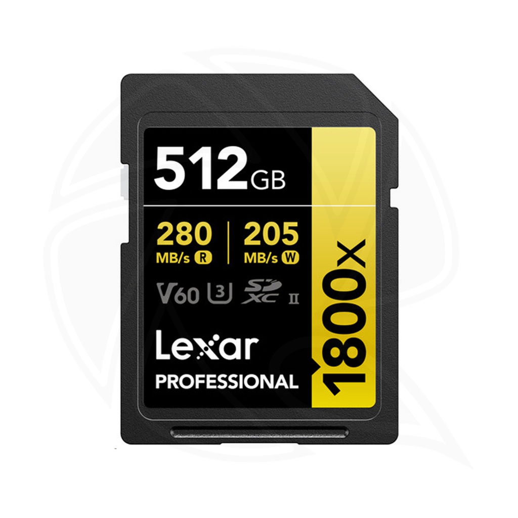 LEXAR  512GB Professional 1800x SDXC™ UHS-II cards,  up to 280MB/s read 205MB/s write C10 V60 U3 (LSD1800512G-BNNNG)