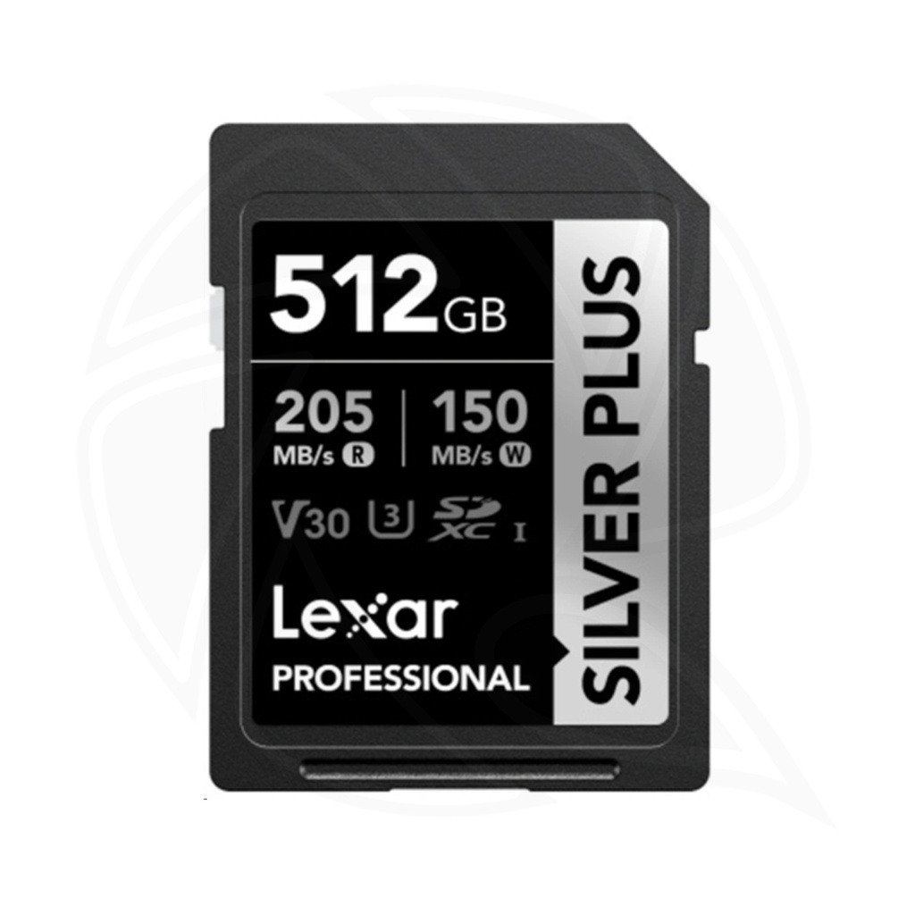 LEXAR  512GB Lexar Professional SILVER PLUS SDXC™ UHS-I cards, up to 205MB/s read 150MB/s write C10 V30 U3 (LSDSIPL512G-BNNNG)