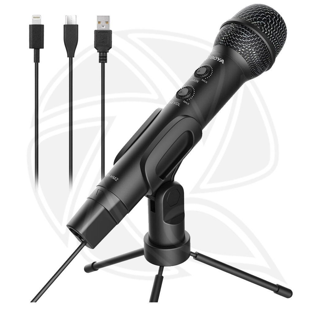 BOYA-BY-HM2 Handheld Microphone (with Mini Tripod / USB Type-C / USB-A / Lightning Audio Cables