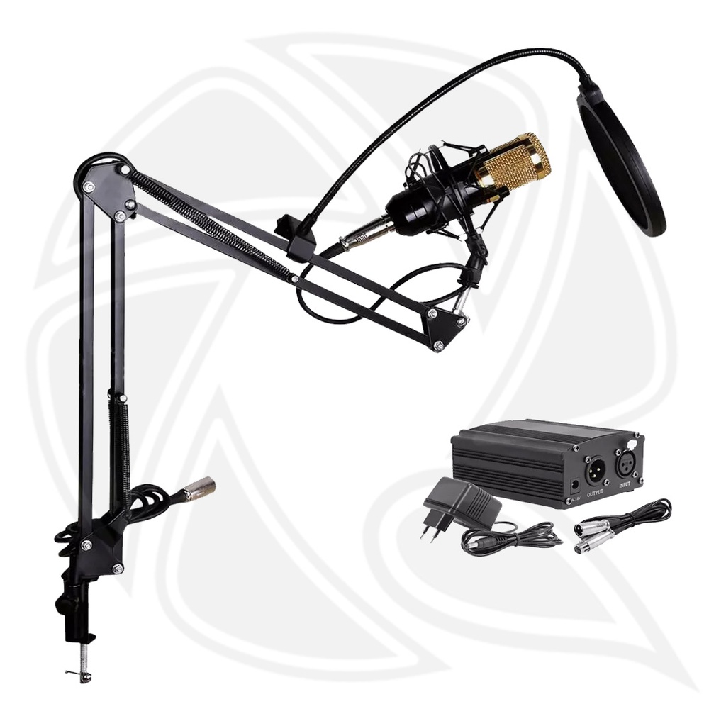 STUDIO MICROPHONE -BM800 + STAND + 48V POWER  for set